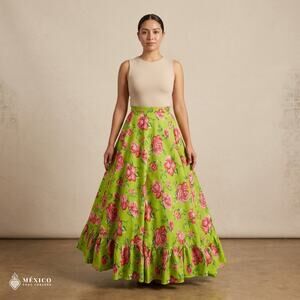 Mexican Floral Skirt – Traditional Folkloric Adjustable Waist Skirt